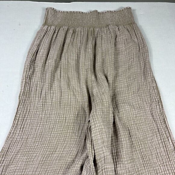 Z Supply Gauze Wide Leg Lounge Pants Women’s Size L Neutral Crinkle Cotton Relax - Picture 3 of 12